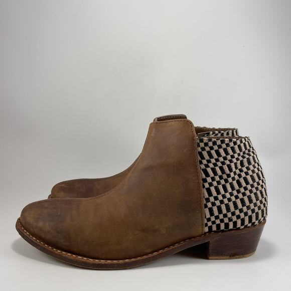 The Root Collective Lee Slip On Booties Womens Size 10 Brown Leather Woven - Picture 3 of 11